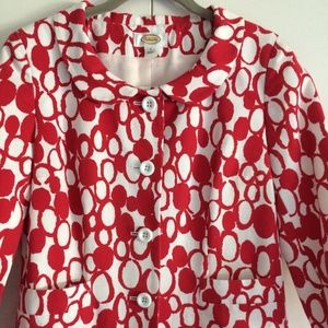 Talbots Womens Trench Coat Red White 3/4 Sleeve 4